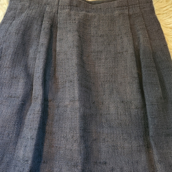 Tory Burch Navy Tweed Pencil Skirt Size 4 | Cotton Ramie Midi Knee Length Small - Picture 9 of 10